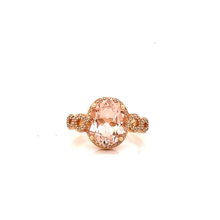 ADR2202033 - Dress Ring - 3ct Morganite and Diamond Halo