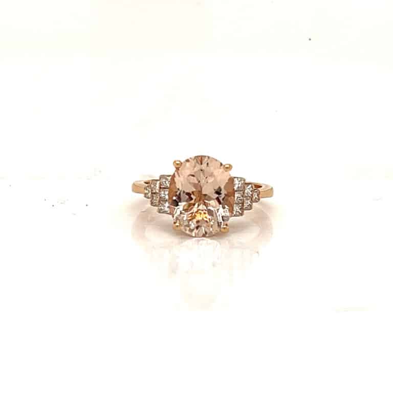 ADR2202034 - Dress Ring - 3ct Oval Morganite and Diamond