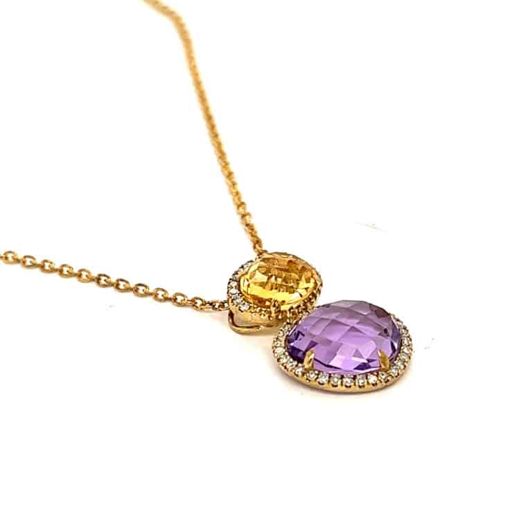 ADP2202037 - Pendant - Amethyst and Citrine Halo