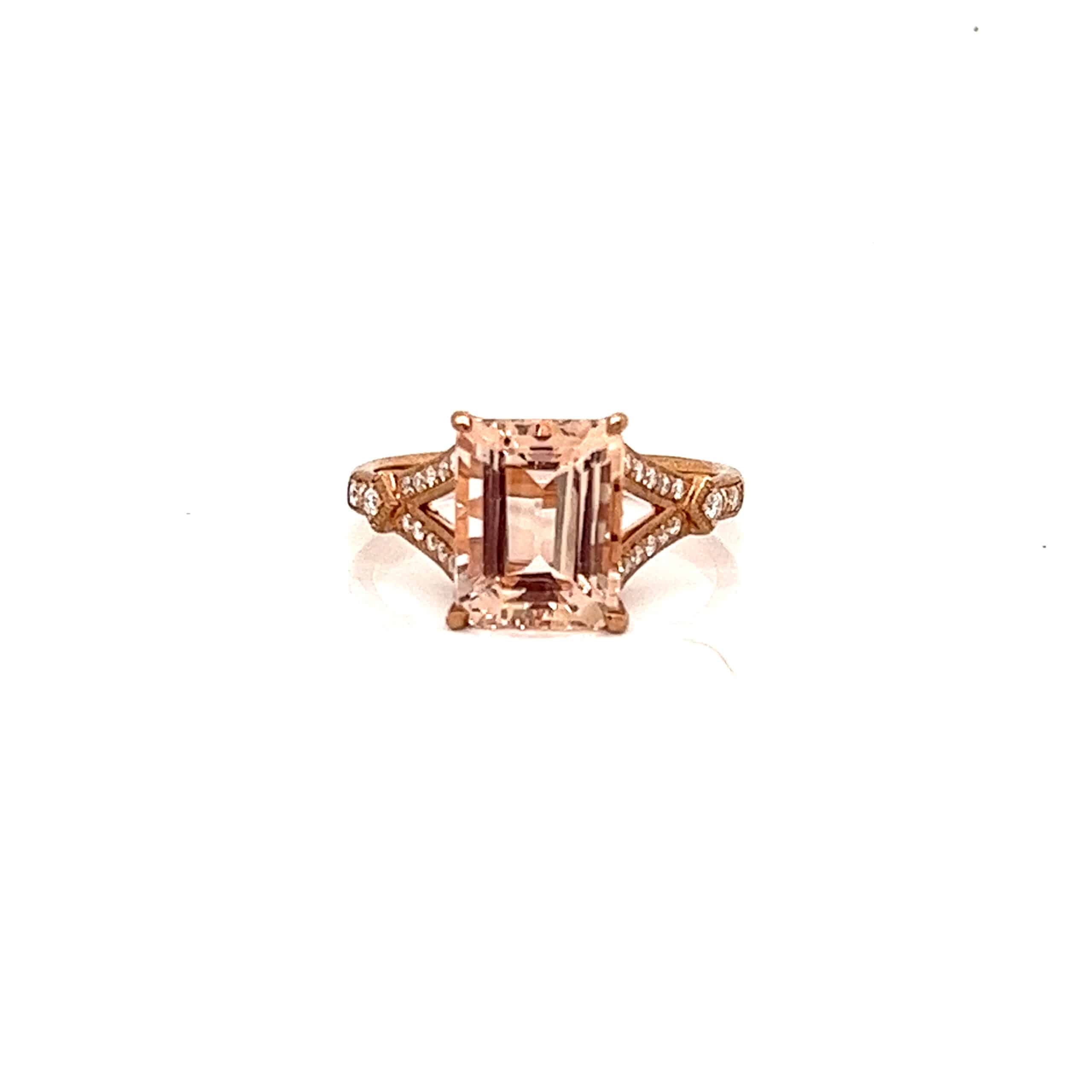 4ct Morganite and Diamond Split Band Dress Ring 4ct Morganite and Diamond Split Band Dress Ring