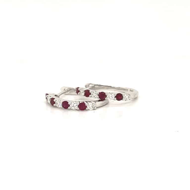 00 Ruby and Diamond Huggie Earrings