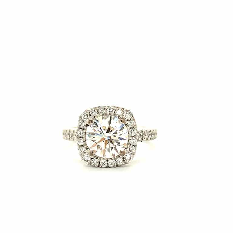 Adelaide &ndash; Round Diamond Cushion Style Halo Ring