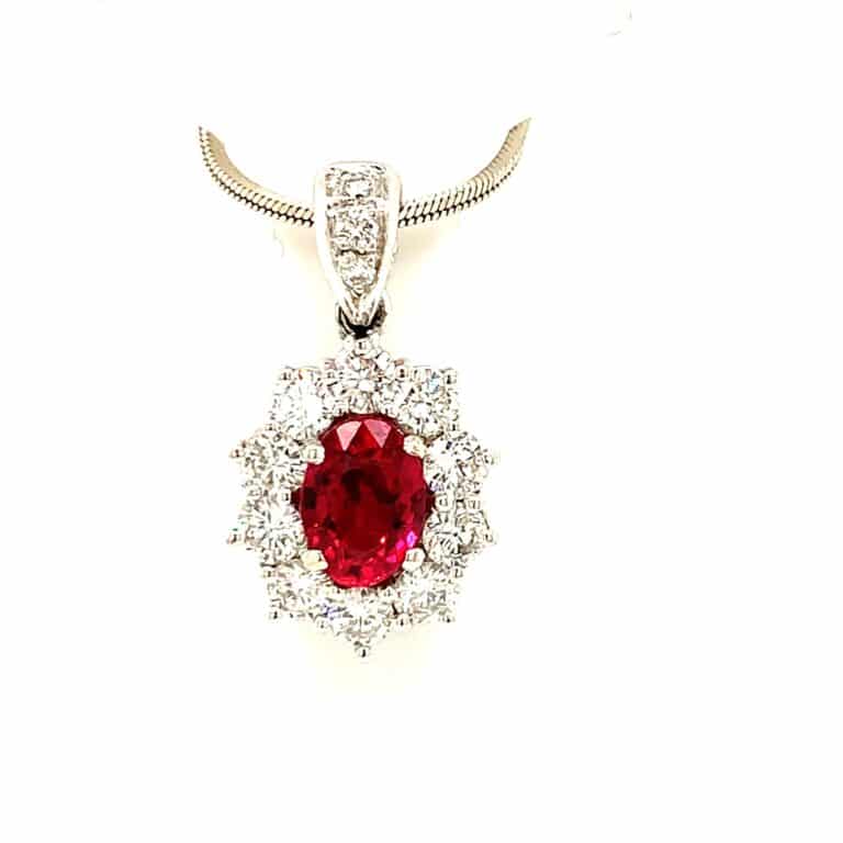 1ct Ruby Halo Pendant