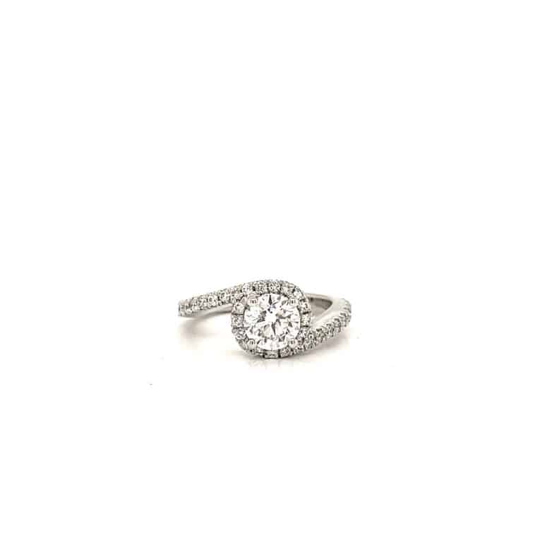 Adele &ndash; 1ct Round Diamond Swirl Halo Engagement Ring