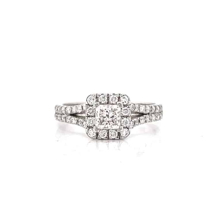 0.50ct G VS Princess Halo Engagement Ring