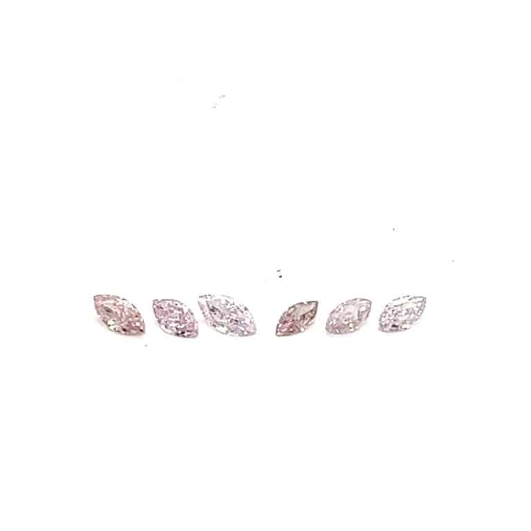 6 x 0.07ct Marquise Fancy Pink Diamonds
