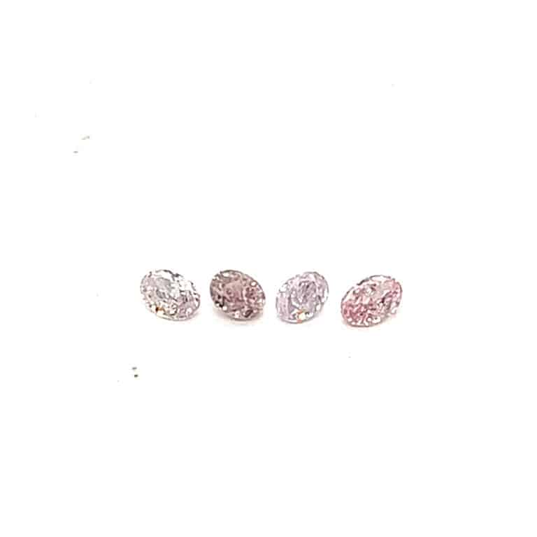 4 x 0.125ct Oval Fancy Pink Diamonds