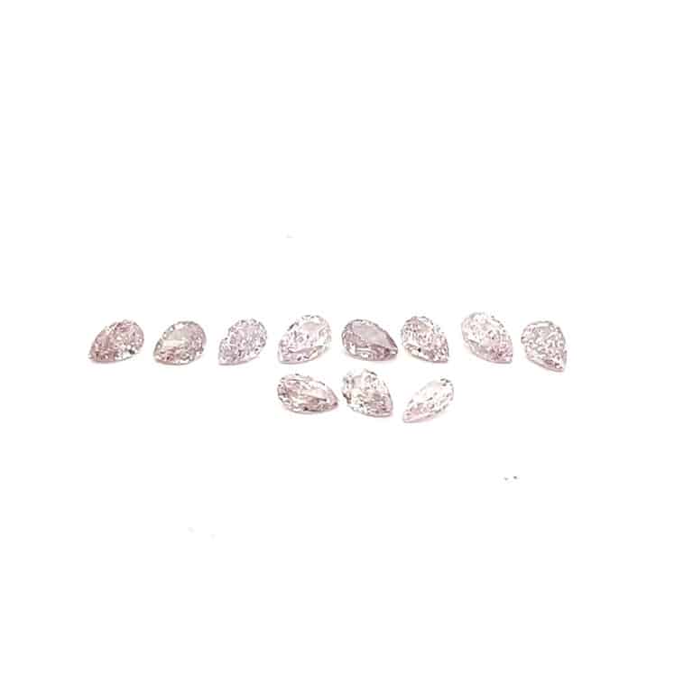 11 x 0.10ct Pear Cut Fancy Light Pink Diamonds