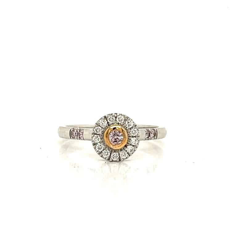 0.07ct Pink Diamond Petite Halo Ring
