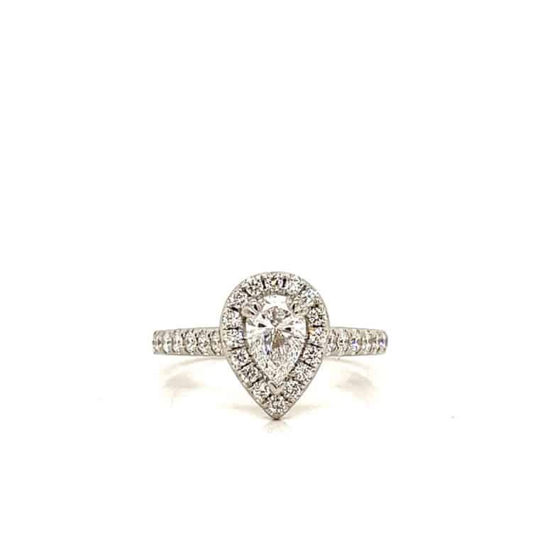 0.50ct E SI Pear Diamond Halo Ring