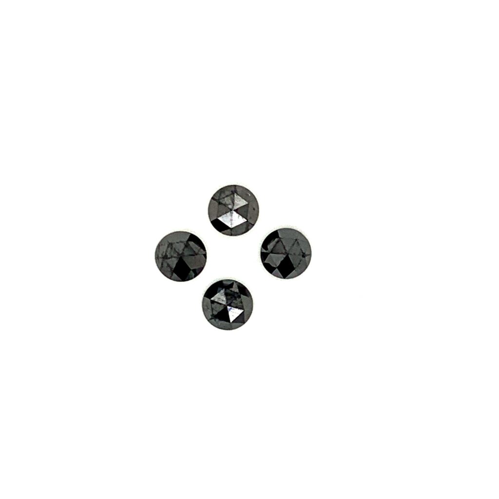 1.2ct Rose Cut Round Black Diamond Pairs