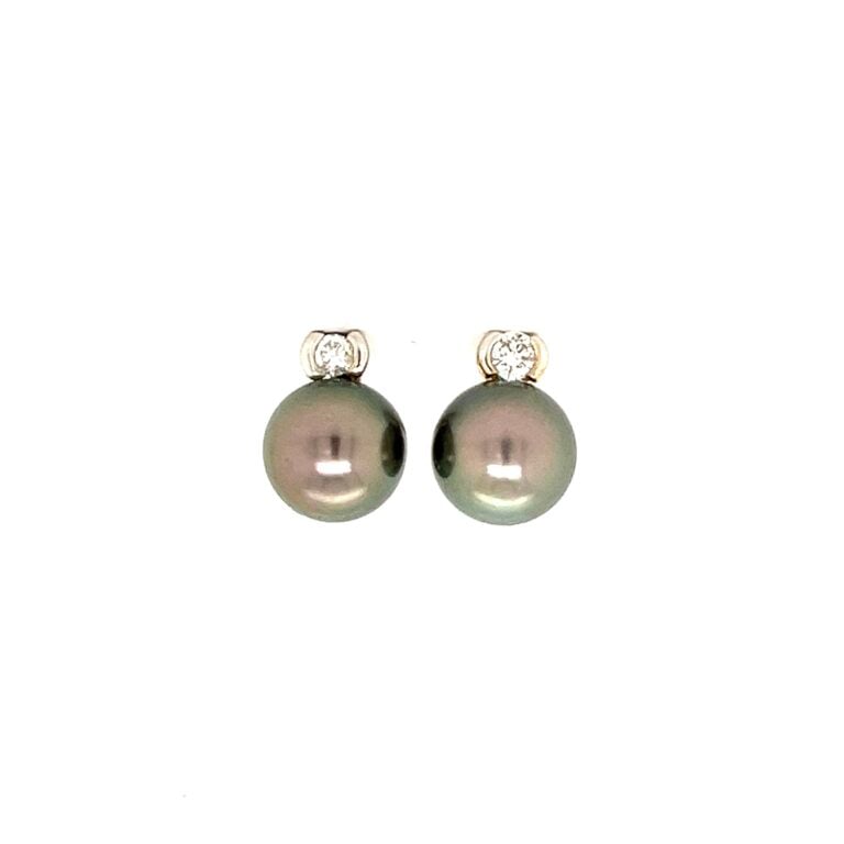 9mm Tahitian Black Pearl Earrings
