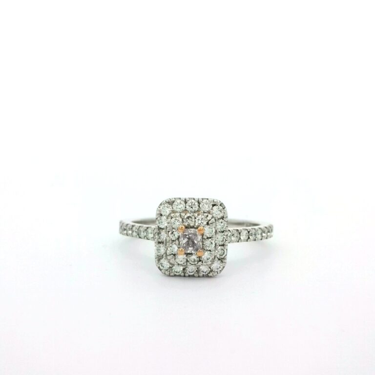 0.14ct Light Pink Diamond Double Halo Ring