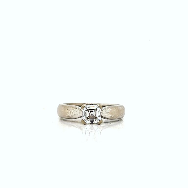 0.74ct F VVS Asscher Solitaire Ring