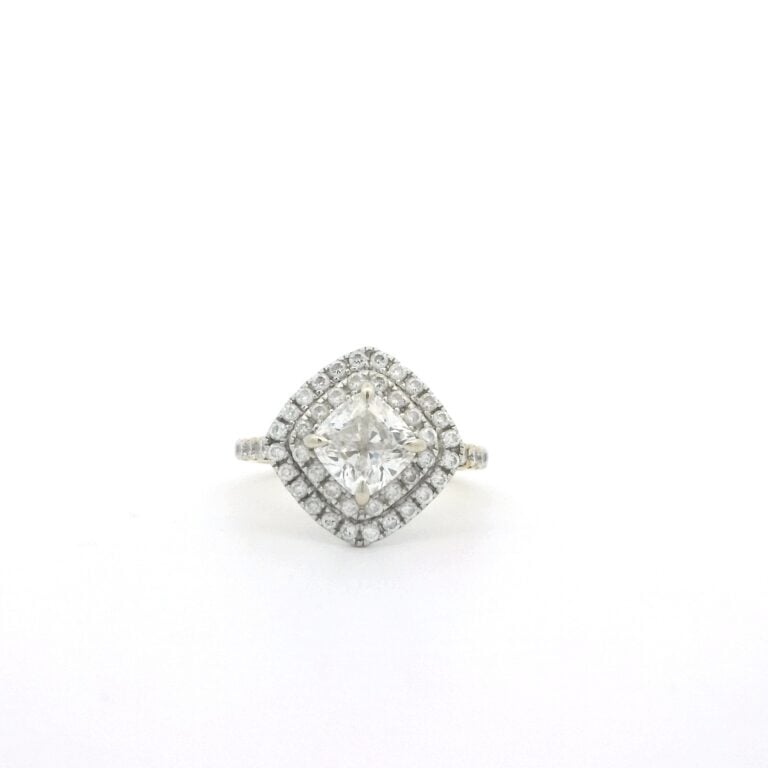 Celeste &ndash; Cushion Cut Double Halo Engagement Ring