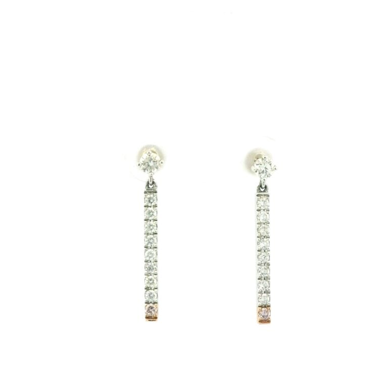 Pink Diamond Stud and Bar Drop Earrings