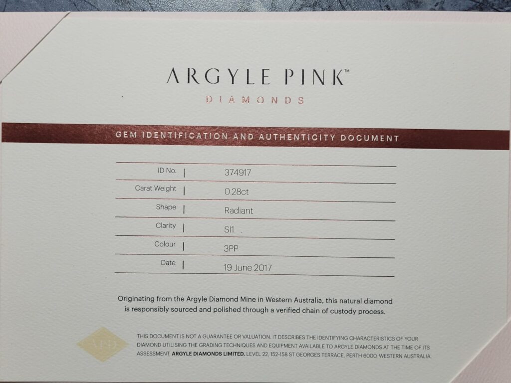 0.28ct 3PP SI Radiant Cut Pink Diamond