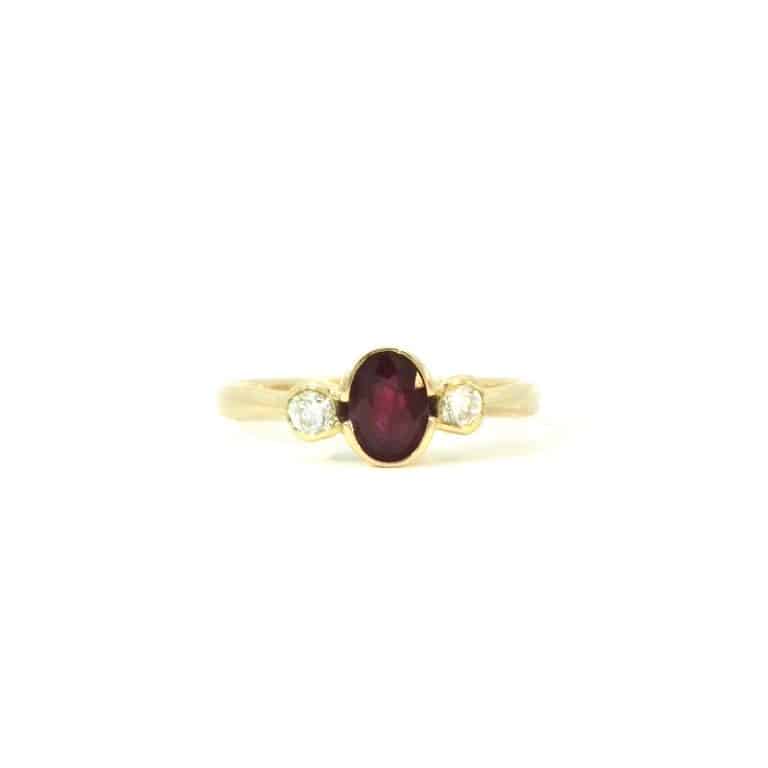 Esther &ndash; 1ct Oval Ruby Trilogy Dress Ring
