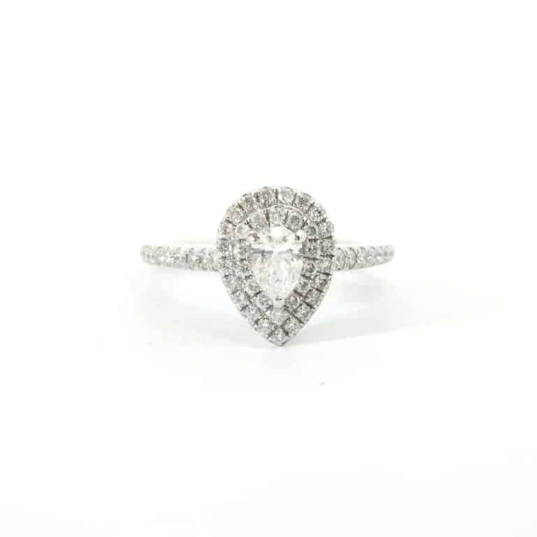 0.30ct I P1 Pear Double Halo Ring