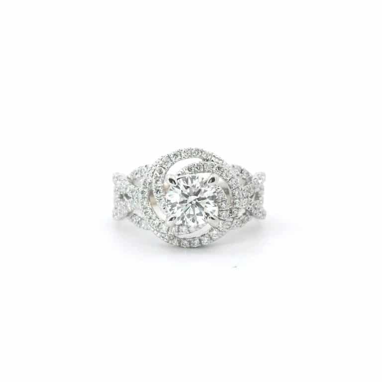 0.70ct H SI Round Ornate Halo Ring