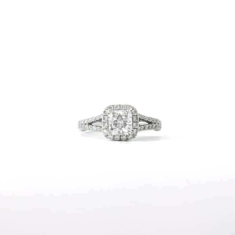 1.2ct H SI Radiant Halo Engagement Ring