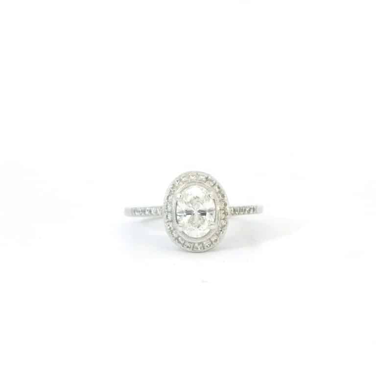 0.75ct D VS Oval Halo Engagement Ring