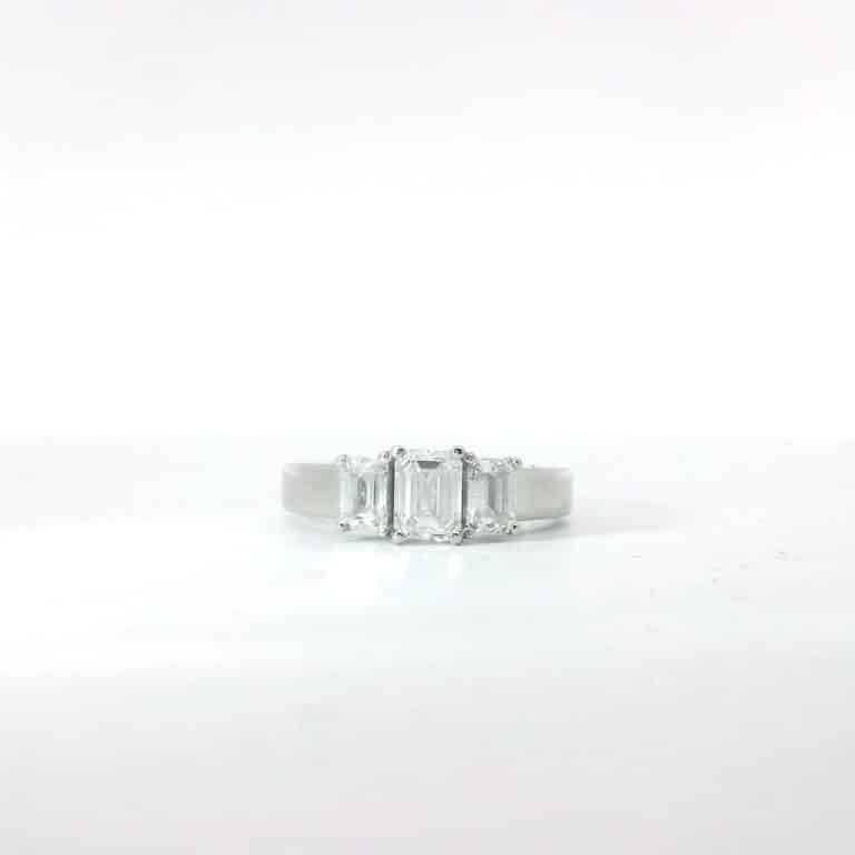 1ct E VS Trilogy Emerald Diamond Engagement Ring