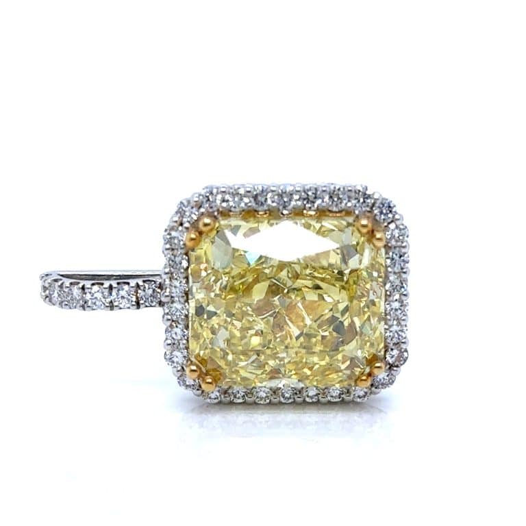 11ct Intense Yellow Radiant Cut Diamond in Halo Pendant