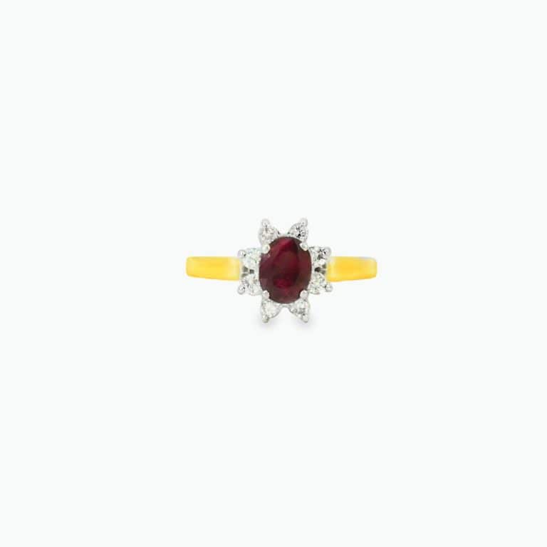 0.90ct Ruby Snowflake Halo Dress Ring
