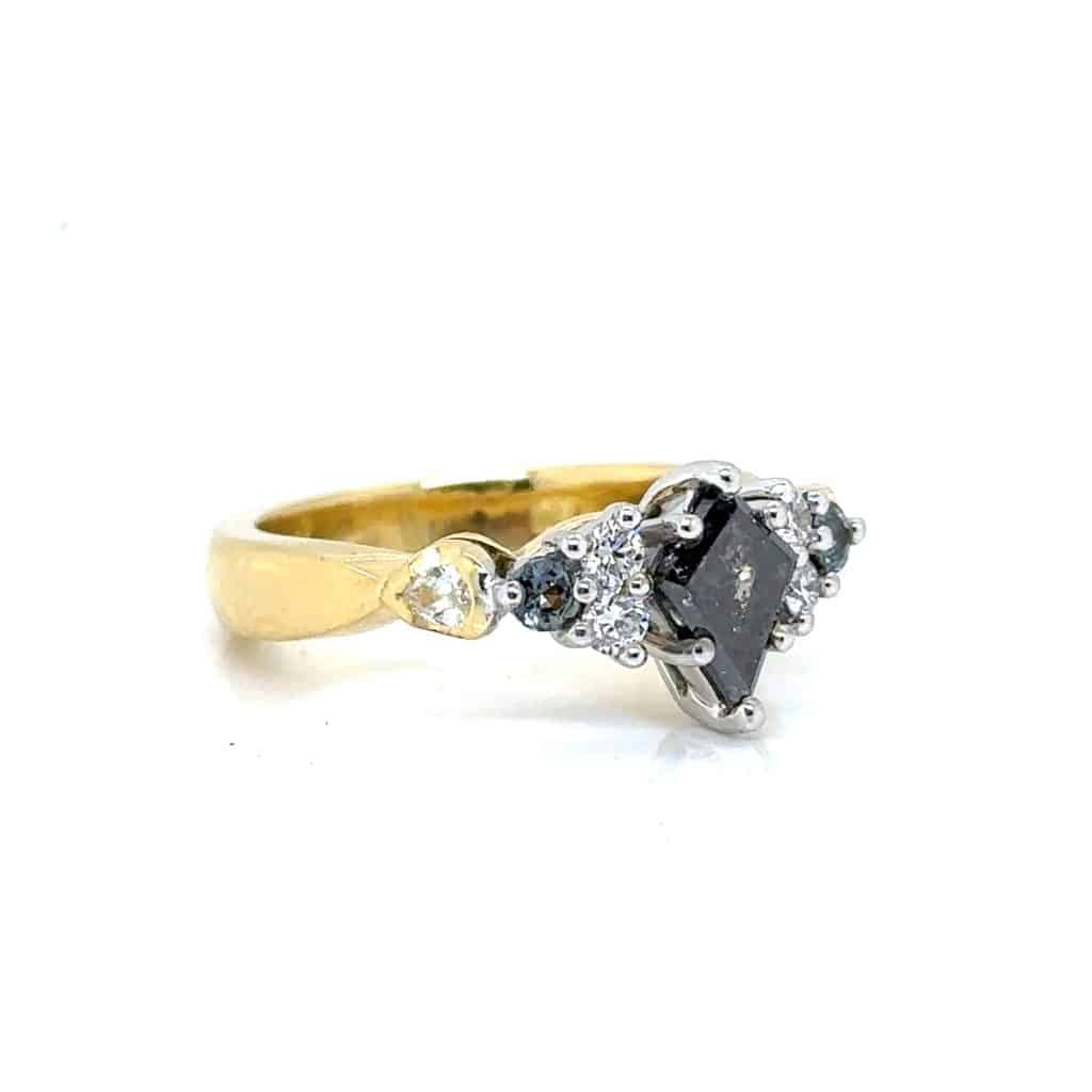 0.75ct Salt and Pepper Kite Diamond Ring
