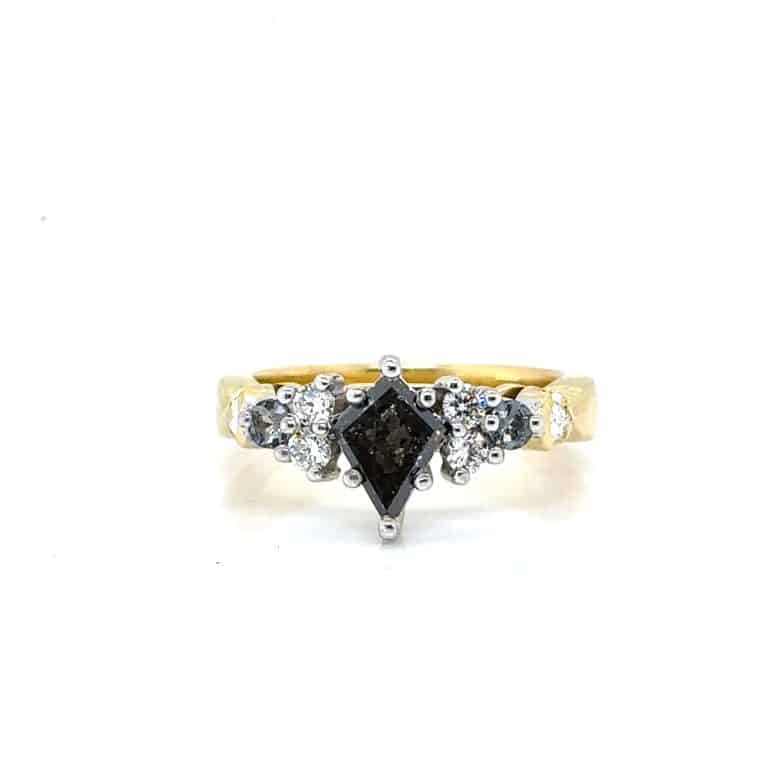 0.75ct Salt and Pepper Kite Diamond Ring
