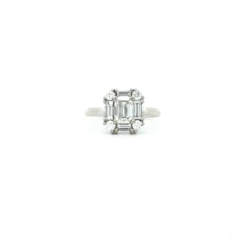0.5ct E VS Emerald Cut Art Deco Style Ring
