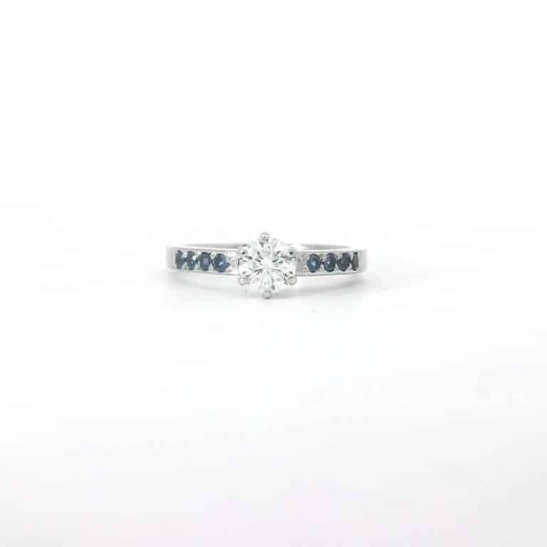 0.50ct F SI Diamond and Sapphire Ring