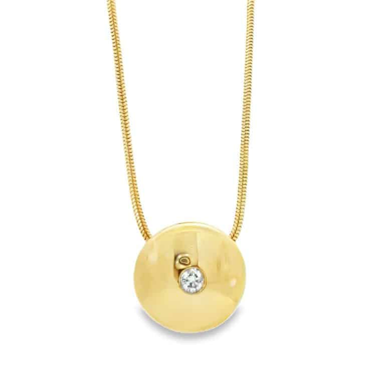 18ct Gold and Diamond Disc Pendant
