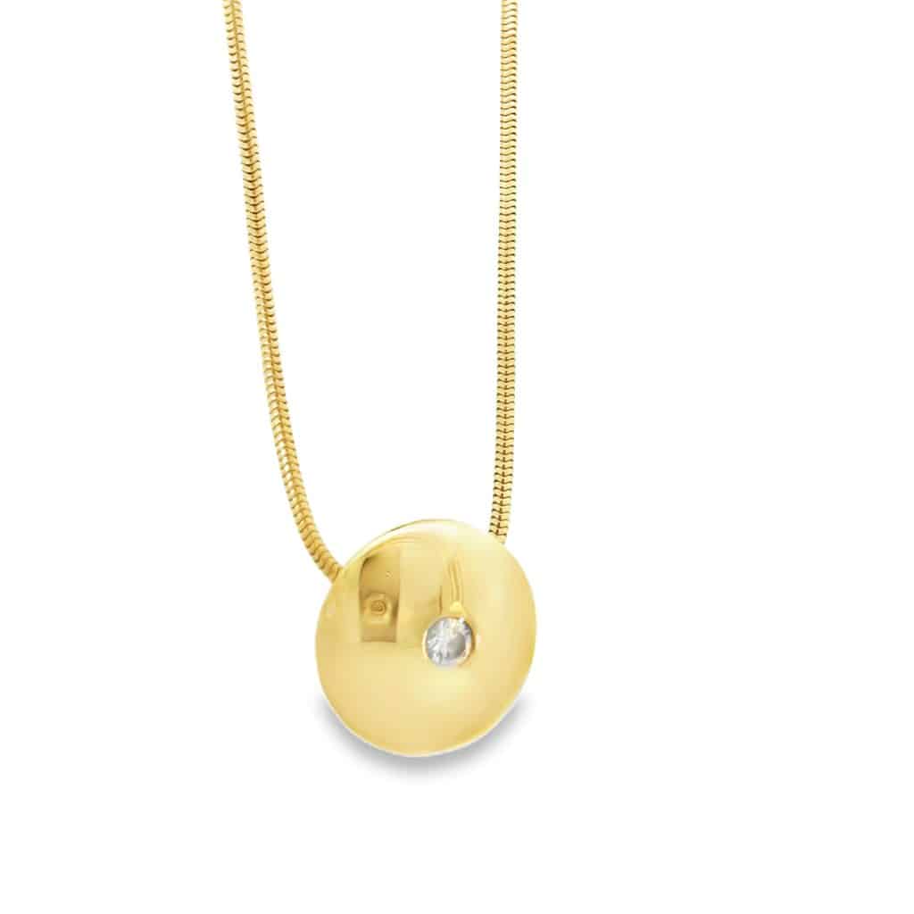 18ct Gold and Diamond Disc Pendant