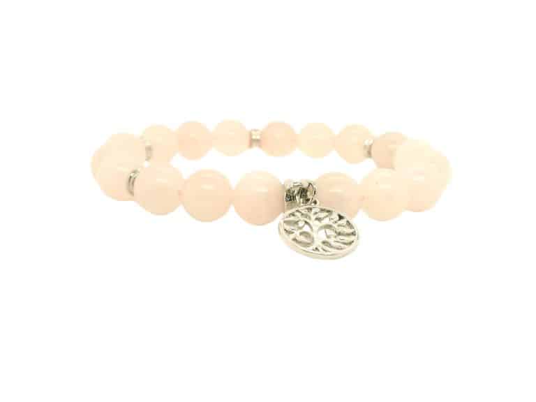 Rose Quartz Tree of Life Charm Bracelet