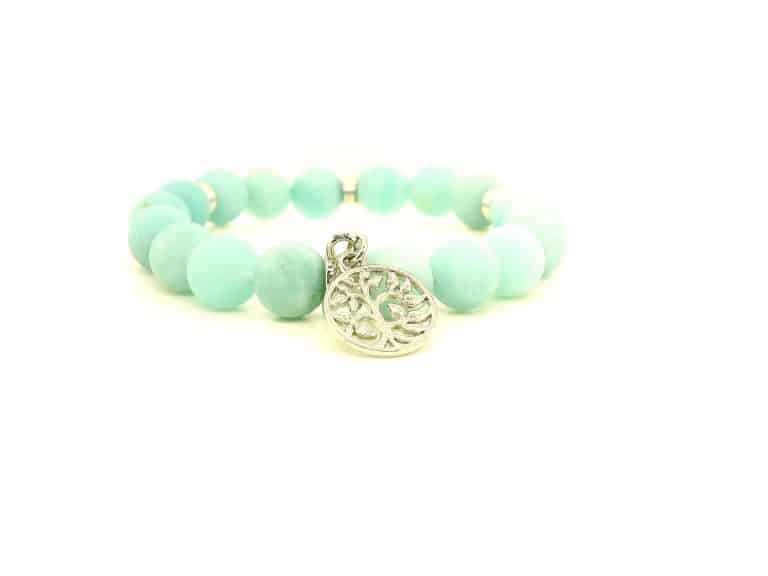Amazon Jade Ice Blue /Green Bead Tree Of Life Charm Braclet