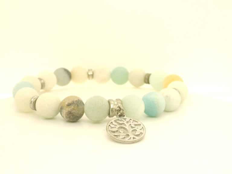 Amazonite-  Mixed Pastel Coloured Tree Of Life Charm Bracelet