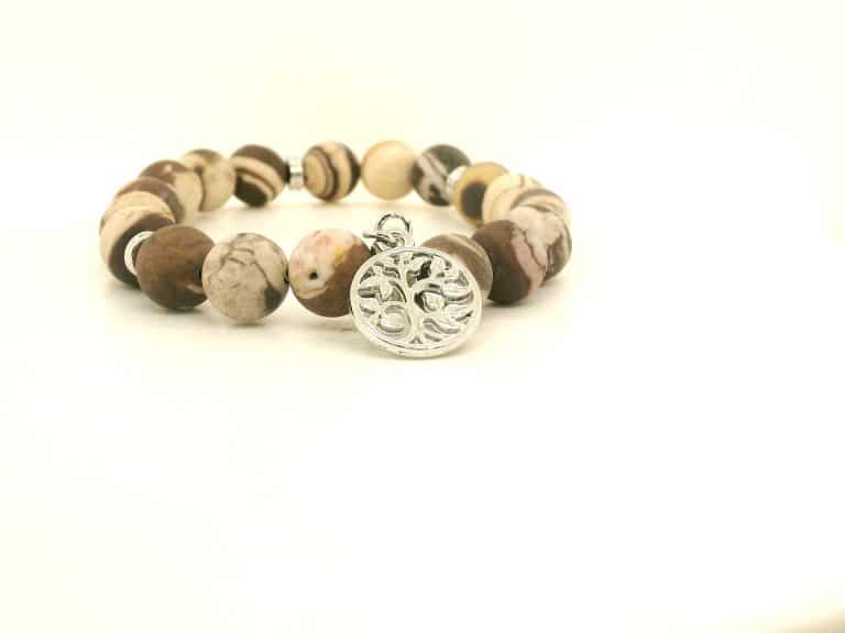 Australian Jasper Tree of Life Charm Bracelet