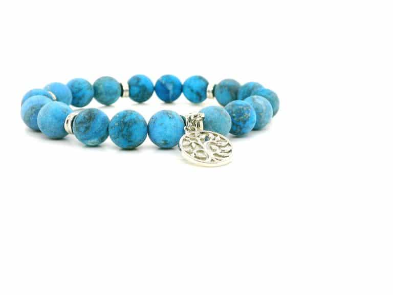 Chrysocolla bead Tree Of Life Charm Bracelet