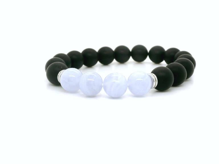 Crystal Carvings Blue Lace Agate Bead Bracelet