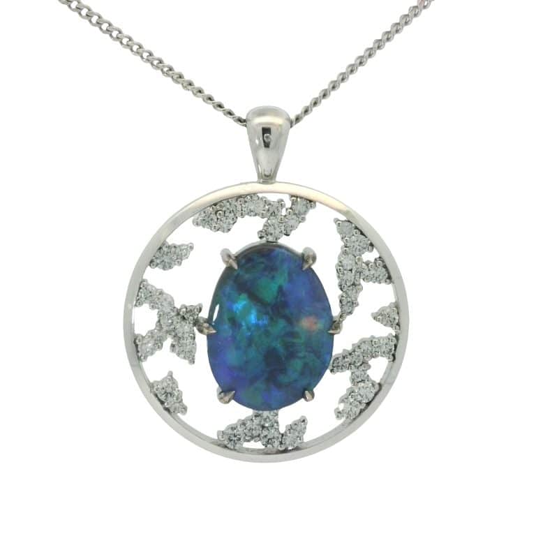 Wee Warra &ndash; Celeste &ndash; 5.5ct Opal and Diamond Pendant