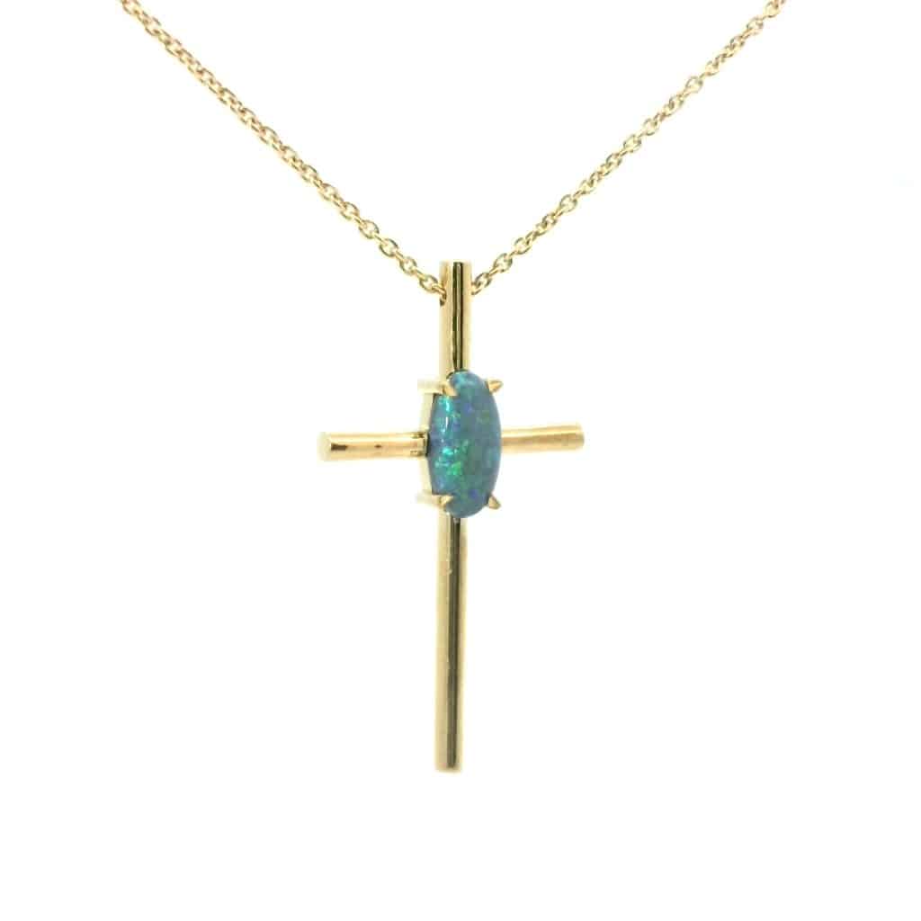 Wee Warra – Elysia – Black Opal Cross Pendant