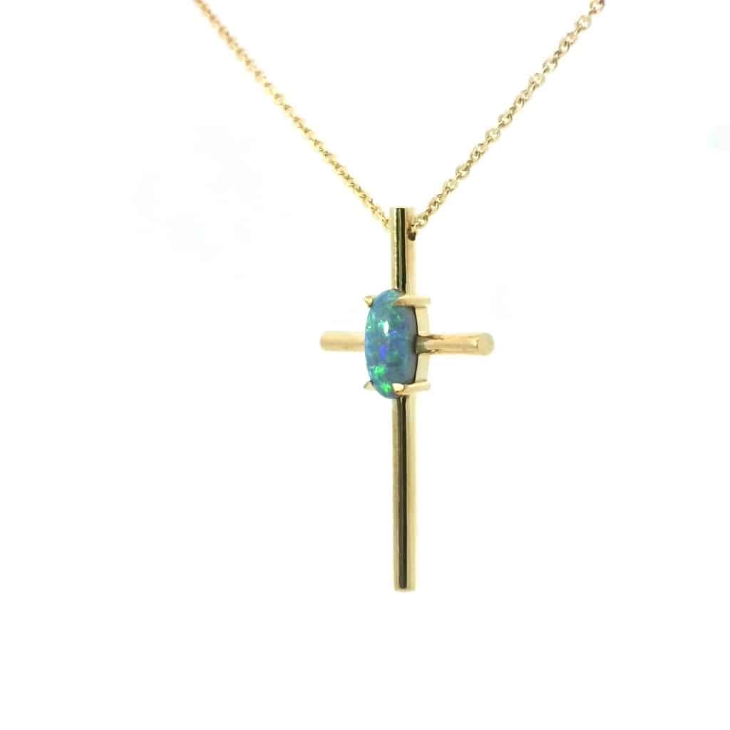 Wee Warra – Elysia – Black Opal Cross Pendant