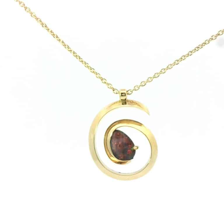 Wee Warra &ndash; Enya &ndash; Gold Spiral and Opal Pendant