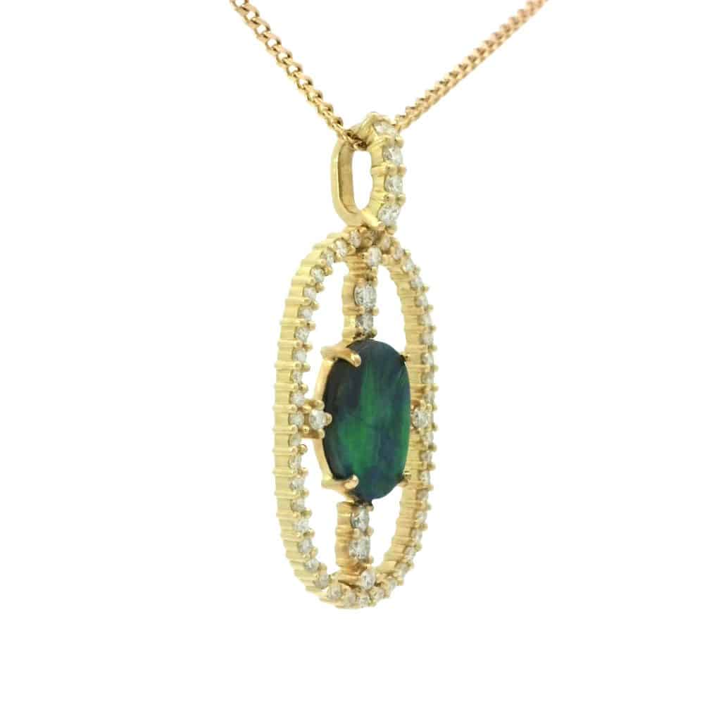 Wee Warra – Fiona – 1ct Black Opal and Diamond Pendant