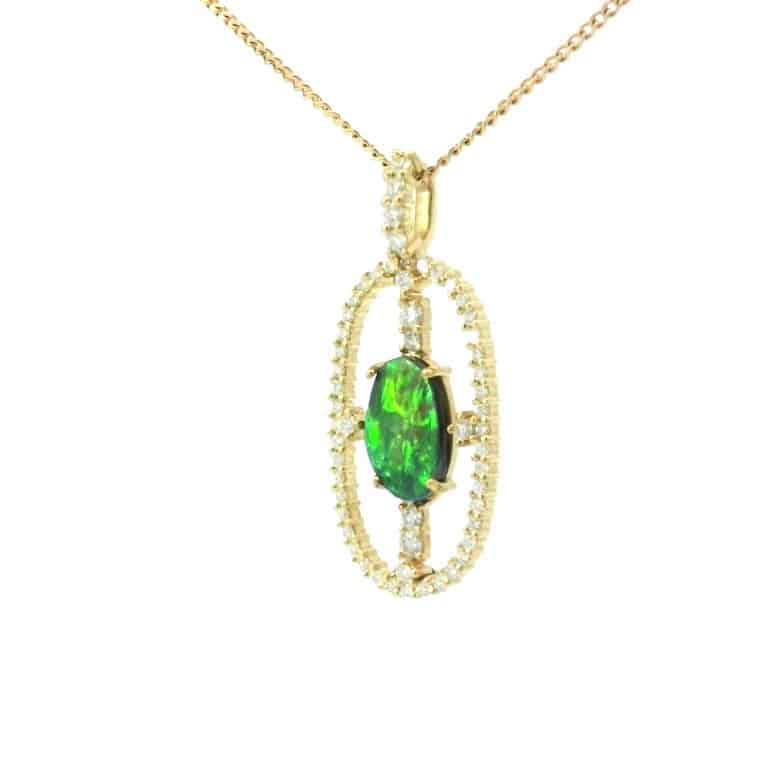 Wee Warra &ndash; Fiona &ndash; 1ct Black Opal and Diamond Pendant