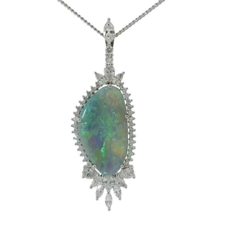 Wee Warra &ndash; Janette &ndash; 7.5ct Opal and Diamond Pendant
