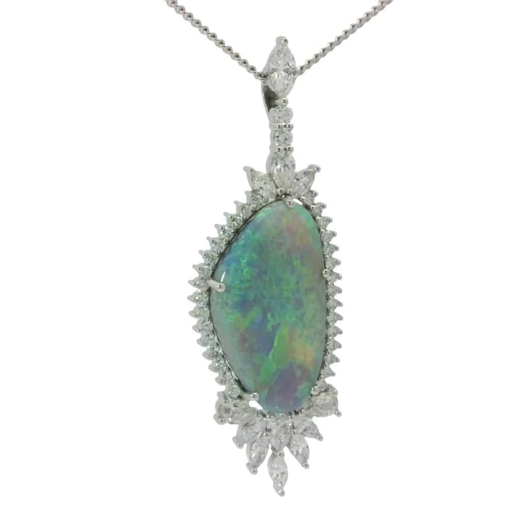 Wee Warra – Janette – 7.5ct Opal and Diamond Pendant