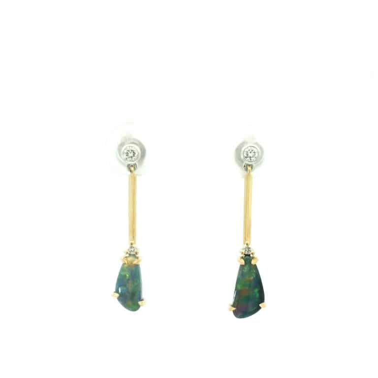 Wee Warra &ndash; Liorah &ndash; Opal and Diamond Drop Earrings